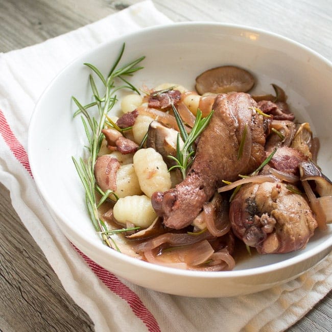 Red Wine-Braised Chicken with Rosemary and Mushrooms