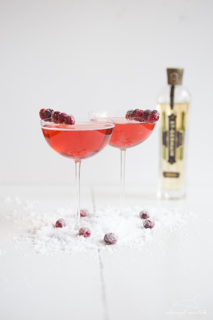 Cranberry-elderflower champagne sparkler. A bit sweet, a bit tart, and totally bubbly and indulgent. Perfect for Christmas Eve or New Years Eve!
