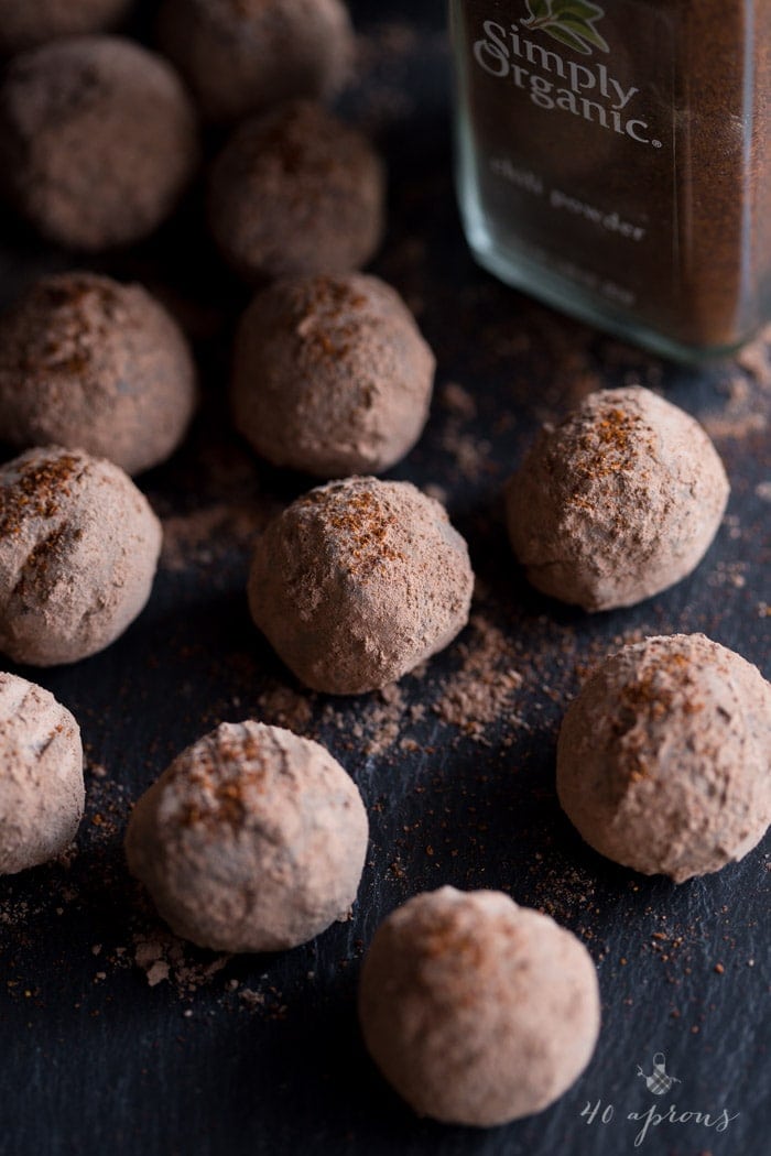 Mexican chili-tequila truffles: Creamy dark chocolate truffles with spicy chili powder, heady tequila, and warm cinnamon make for an elegant, yet feisty candy