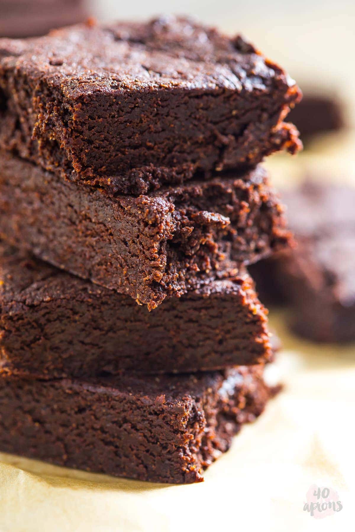 Healthy fudgy brownies - rich, fudgy, dense, and chewy, but with no refined sugar or flour! Everything is awesome! // 40 Aprons