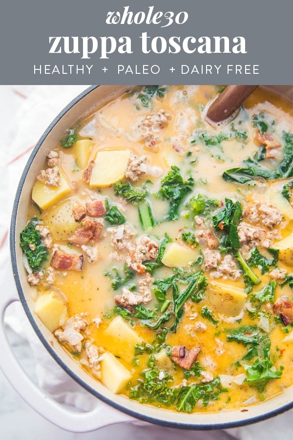 Whole30 Healthy Zuppa Toscana Recipe (Paleo) Pinterest graphic