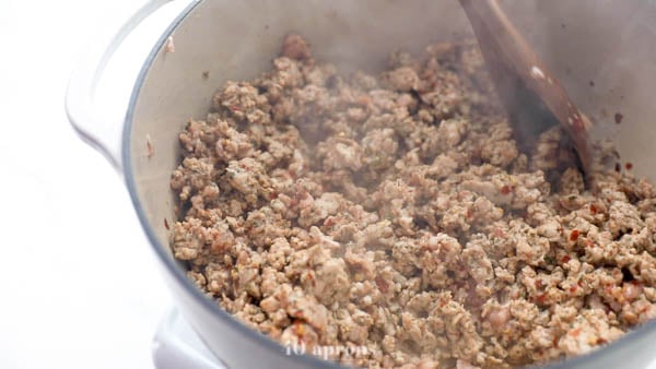 Combine sausage ingredients then brown in a pot