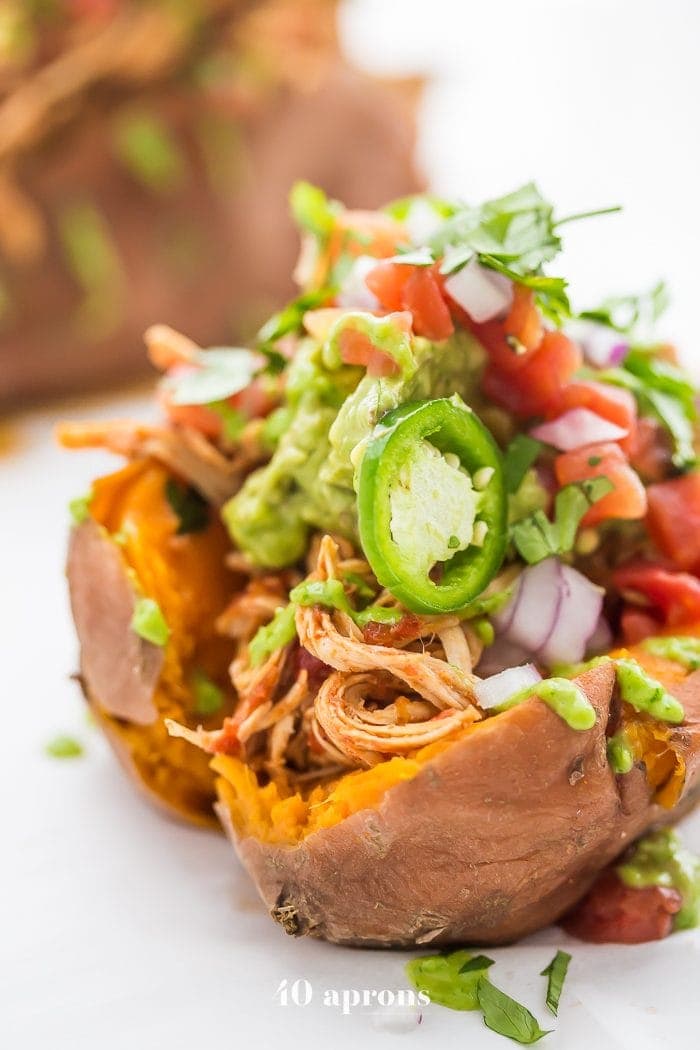 Whole30 Instant Pot Mexican stuffed sweet potatoes with chicken 