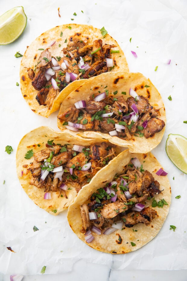 Tortillas filled with Instant Pot carnitas