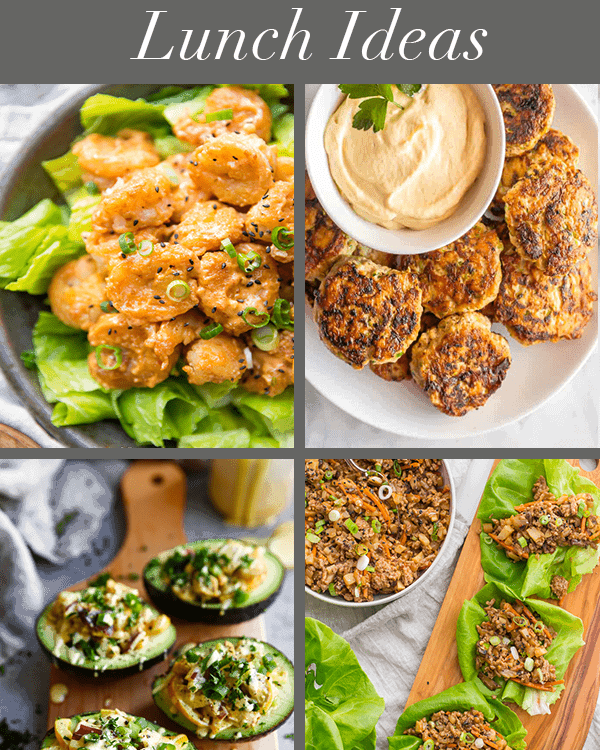 whole30 lunch ideas lettuce wraps chicken fritters chicken salad and shrimp