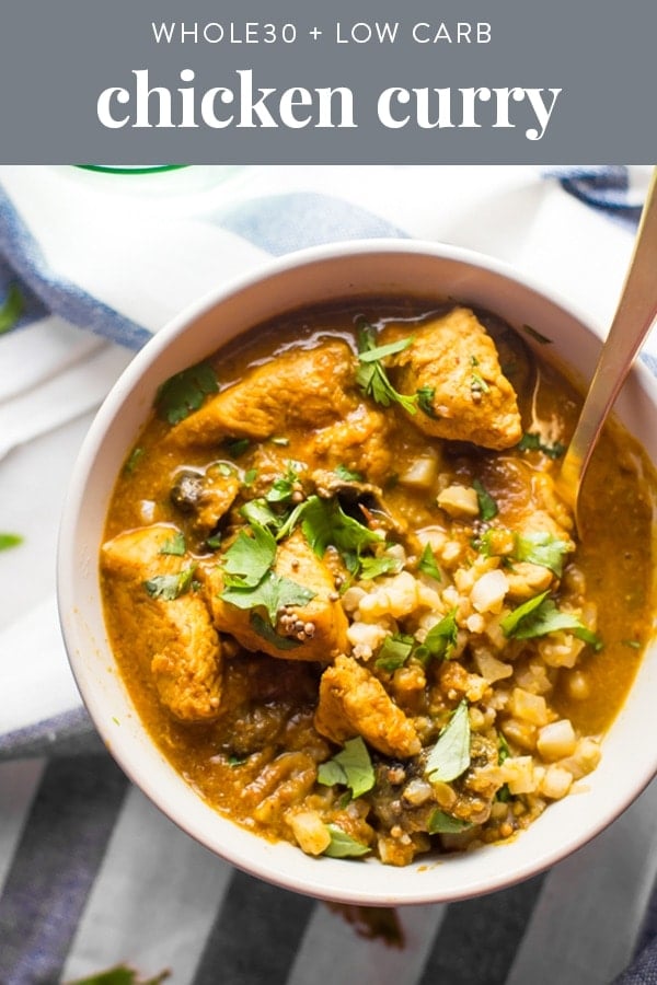 Whole30 Chicken Curry (Paleo, Low Carb) Pinterest image