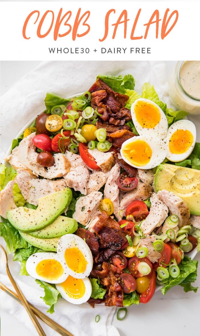 Healthy Chicken Cobb Salad Pinterest graphic