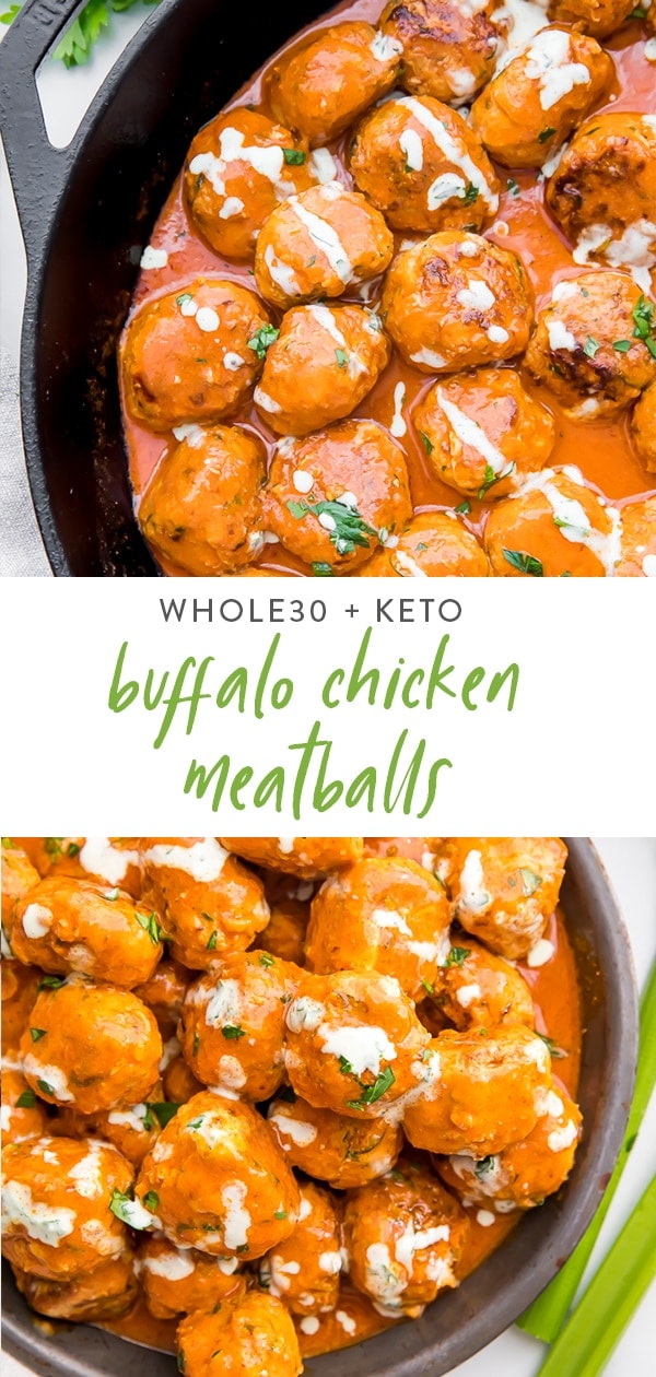 Buffalo chicken meatballs Pinterest graphic