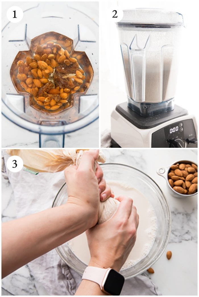How to make almond milk instructions grphic