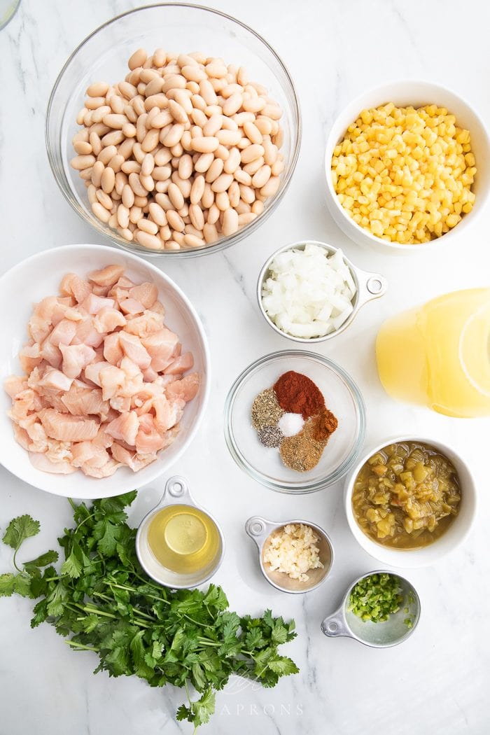 Ingredients to make the dish on a white background