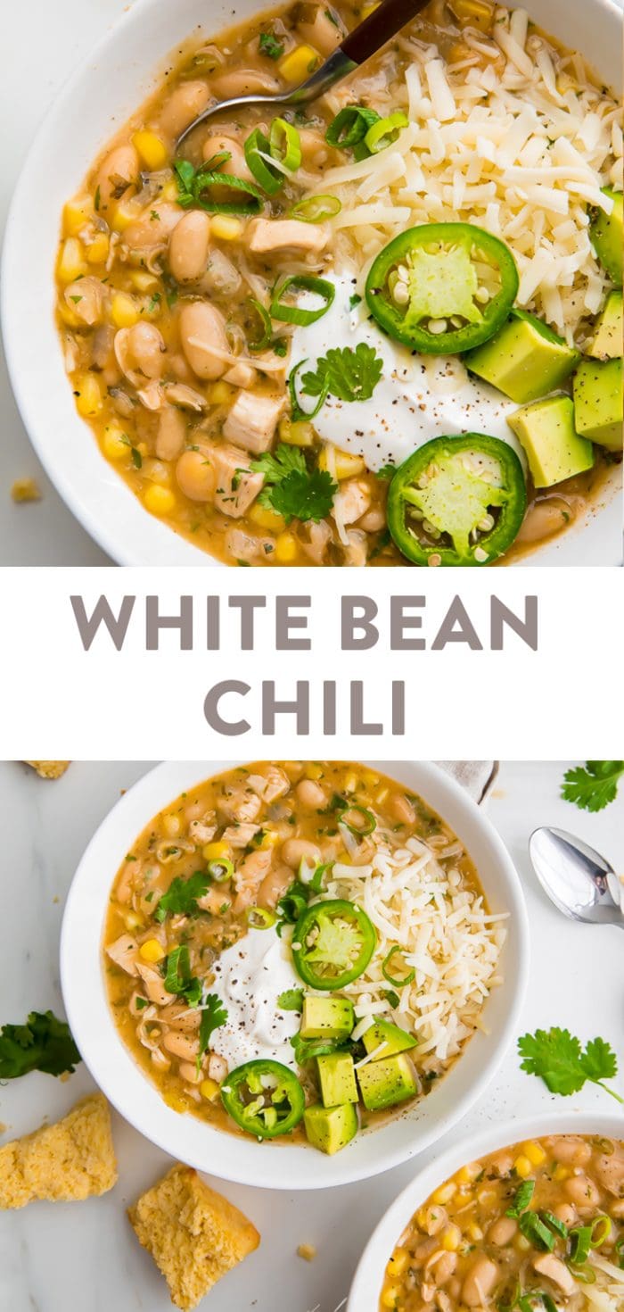 White bean chili Pinterest graphic