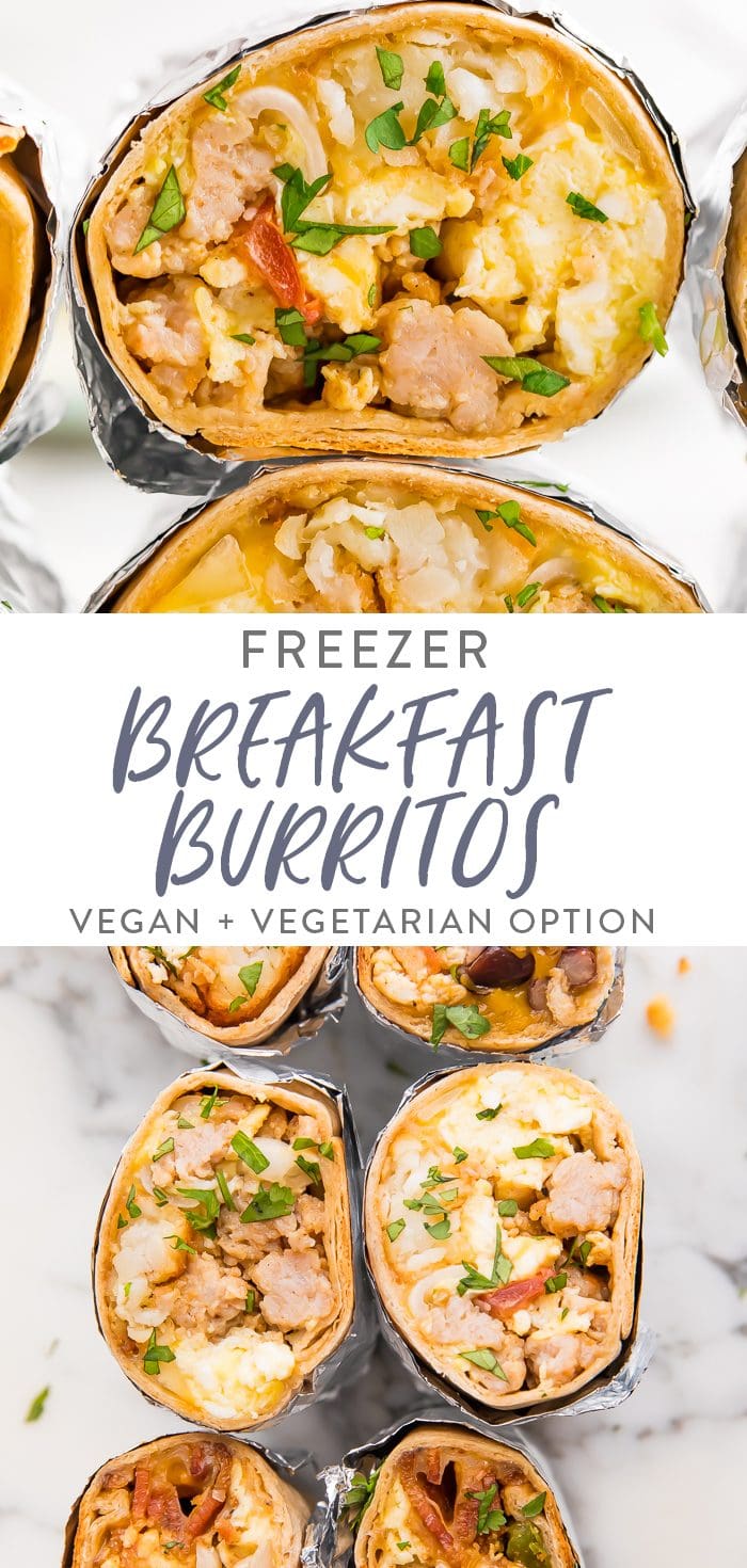 Freezer breakfast burritos Pinterest graphic