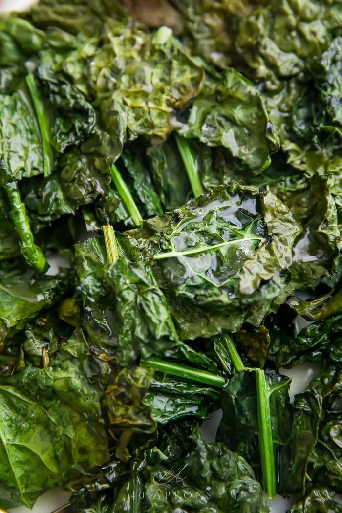 Close up of crispy kale chips