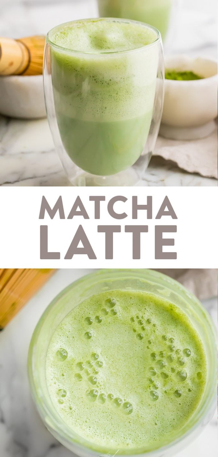 Matcha latte Pinterest graphic