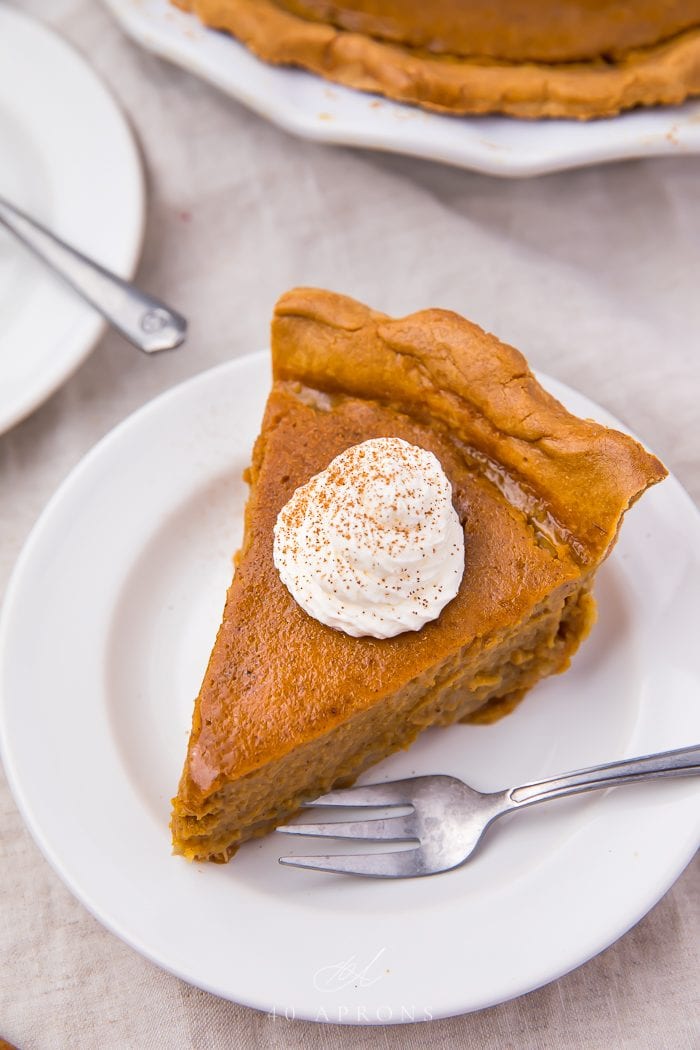 Paleo pumpkin pie served on a plate with a fork