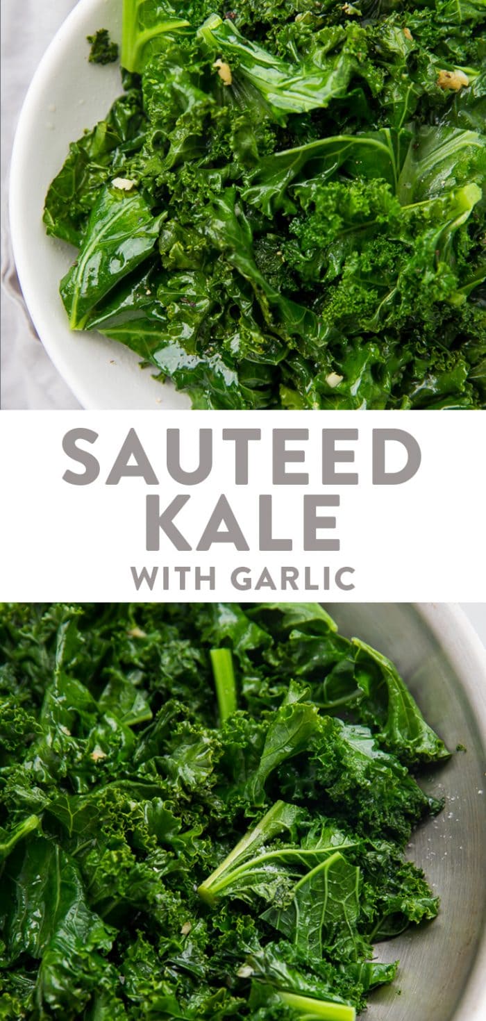 Sauteed kale with garlic Pinterest graphic