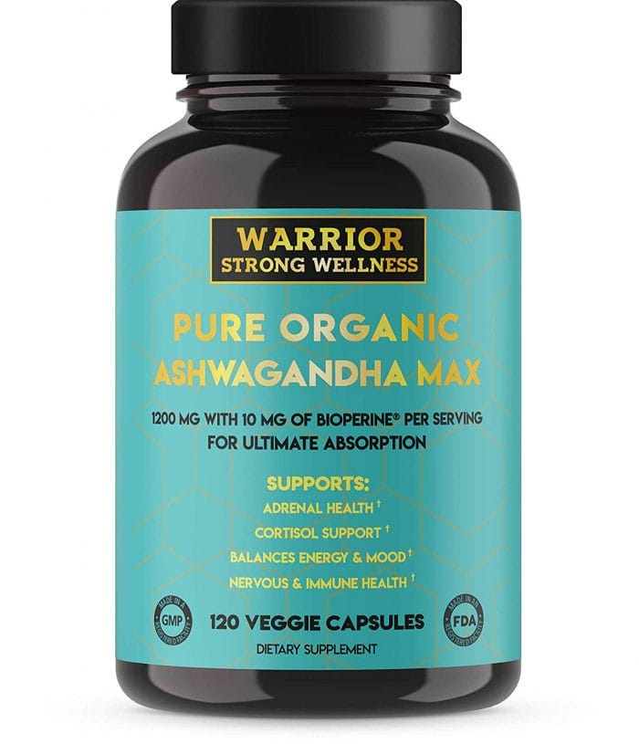 a container with pure organic Ashwagandha capsules 