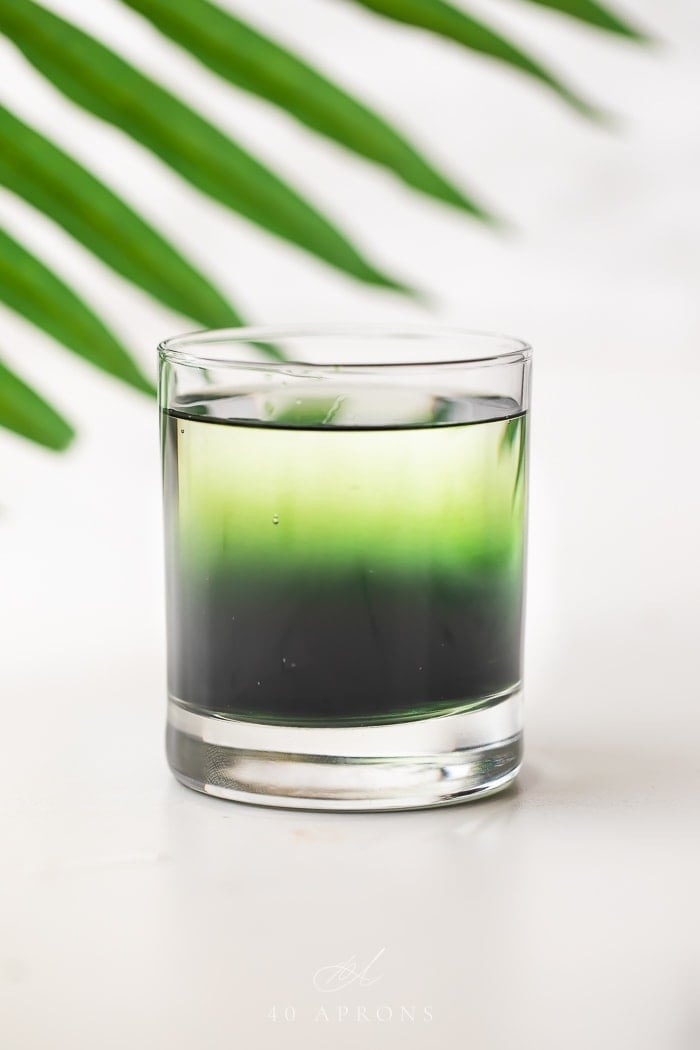 Green chlorophyll water in a glass