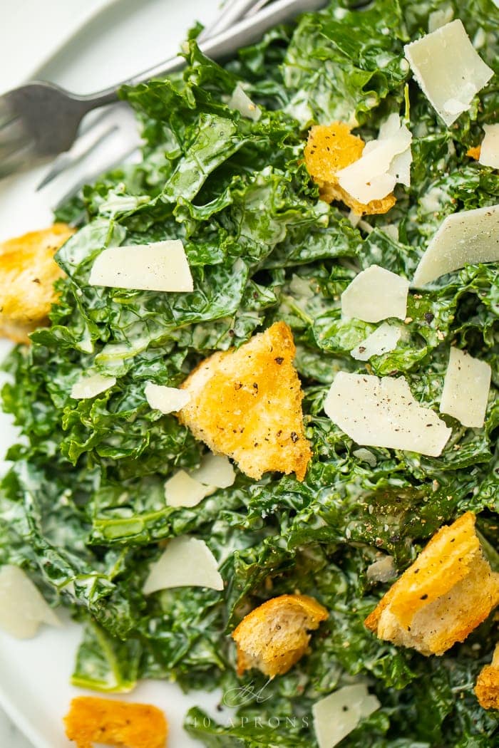 close up image of Kale Caesar Salad