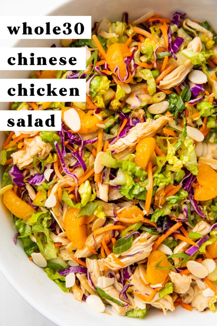Pinterest graphic for whole30 chinese chicken salad