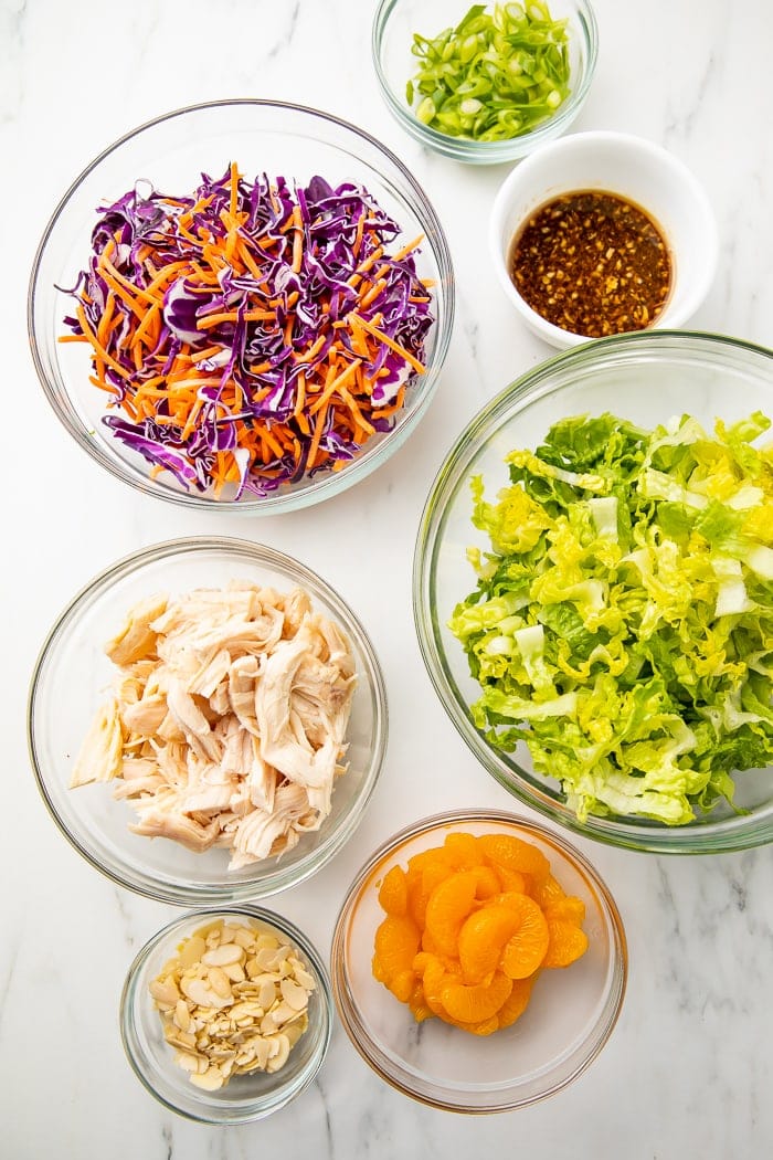 Ingredients for Whole30 Chinese chicken salad