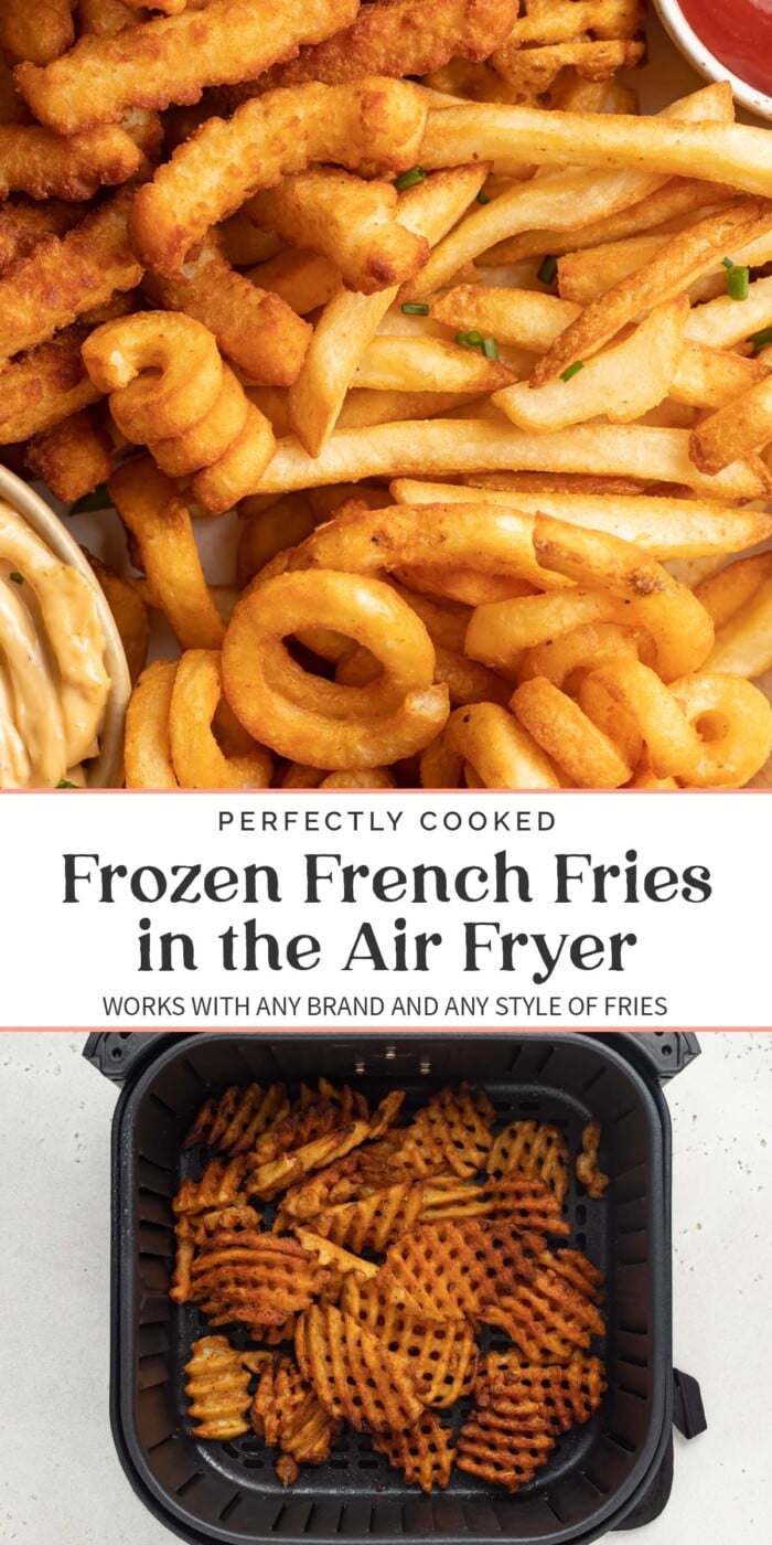 Pin graphic for air fryer frozen french fries