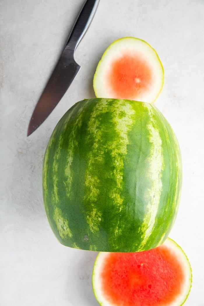 Watermelon with the ends cut off