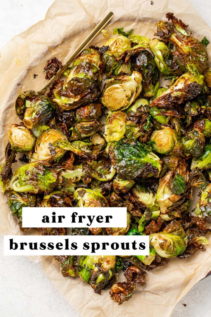 Air fryer brussels sprouts pinterest graphic