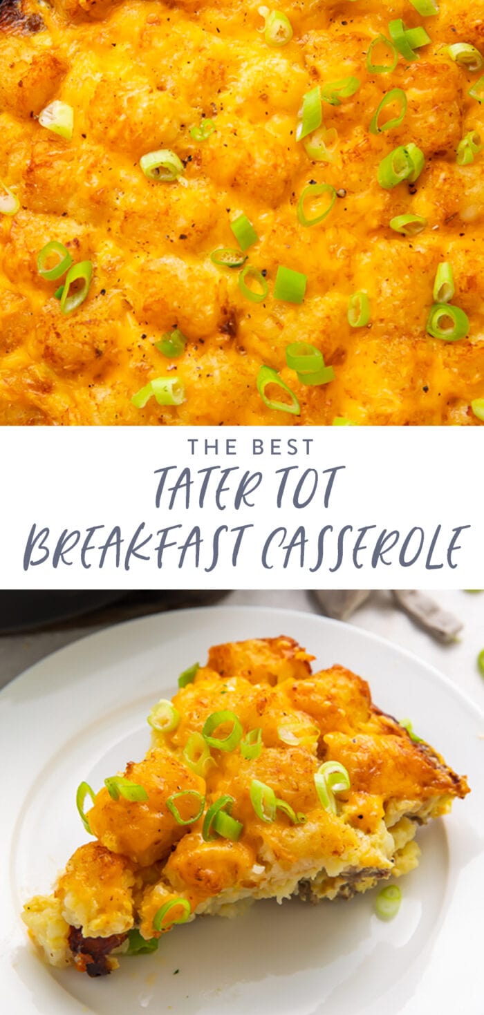 Pinterest graphic for tater tot breakfast casserole
