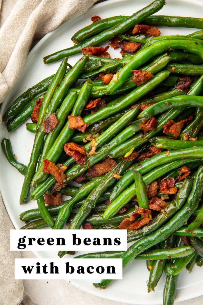 Pinterest graphic for green beans with bacon