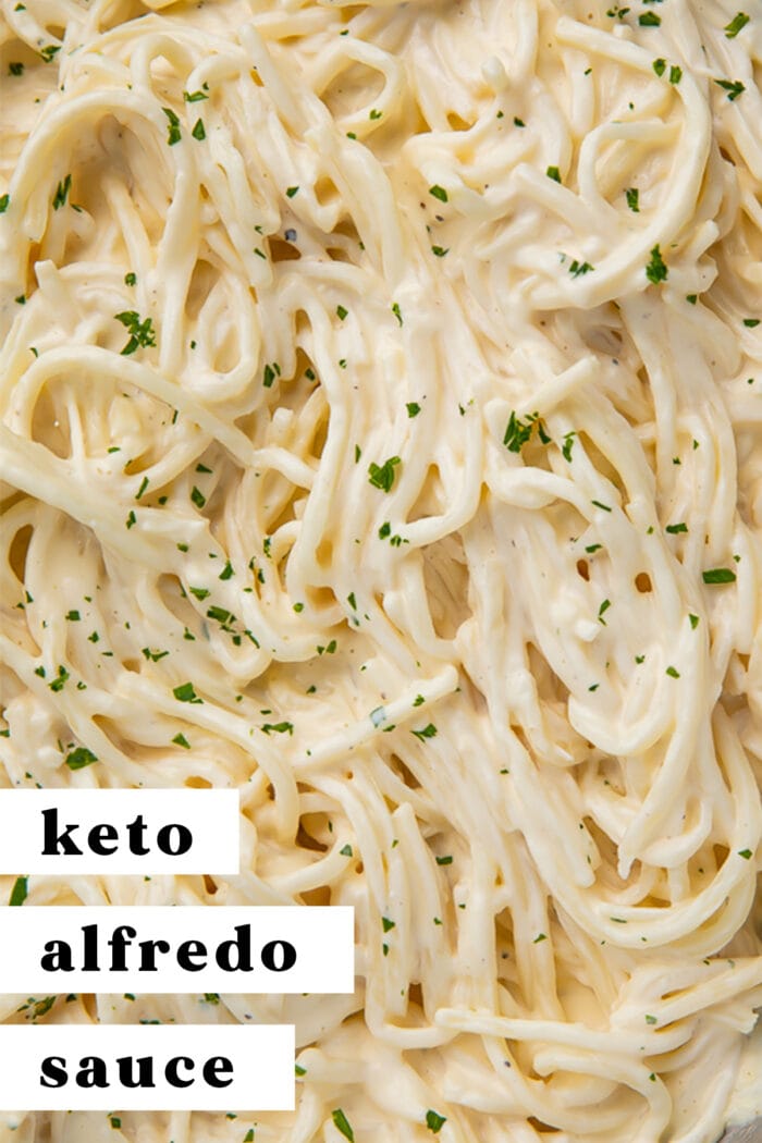 Pinterest graphic for keto alfredo sauce
