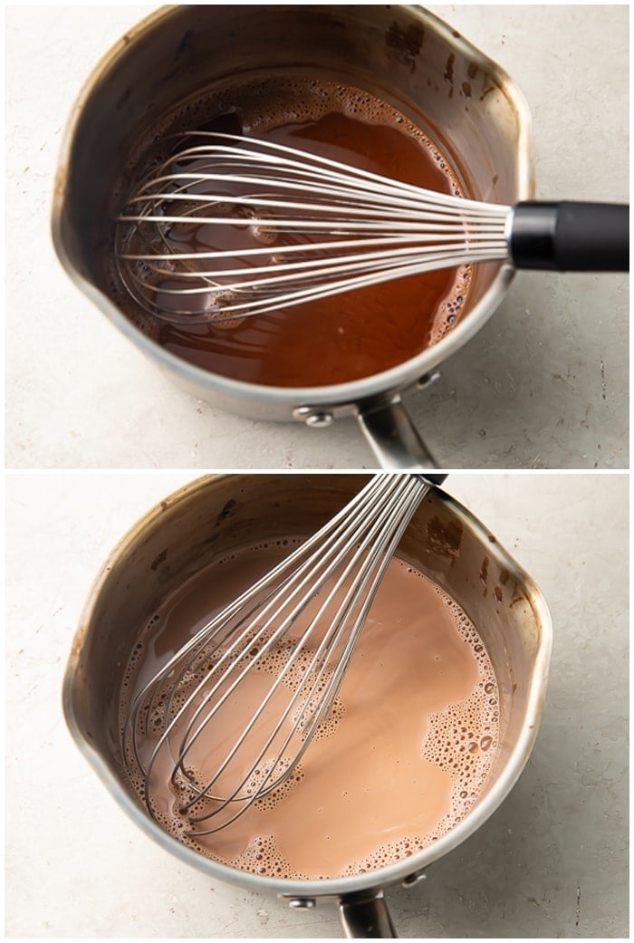 Two step process photo graphic for keto hot chocolate