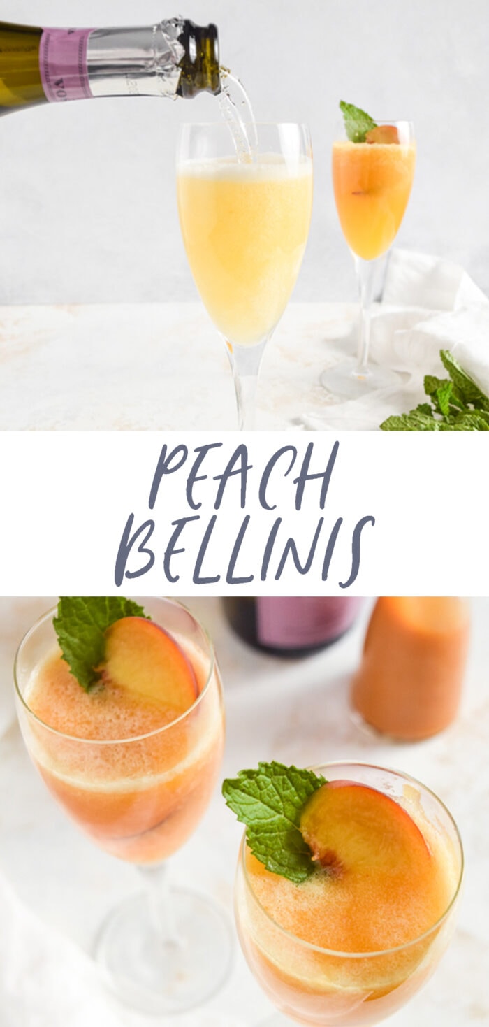 pinterest graphic for peach bellinis