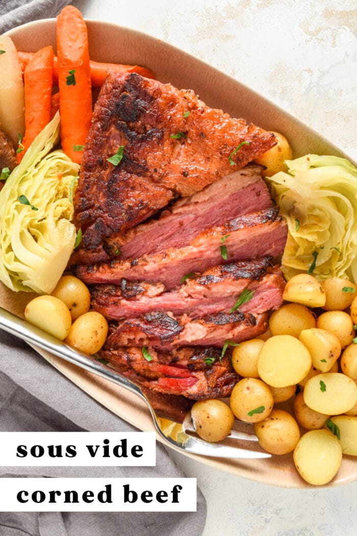 Pinterest graphic for sous vide corned beef