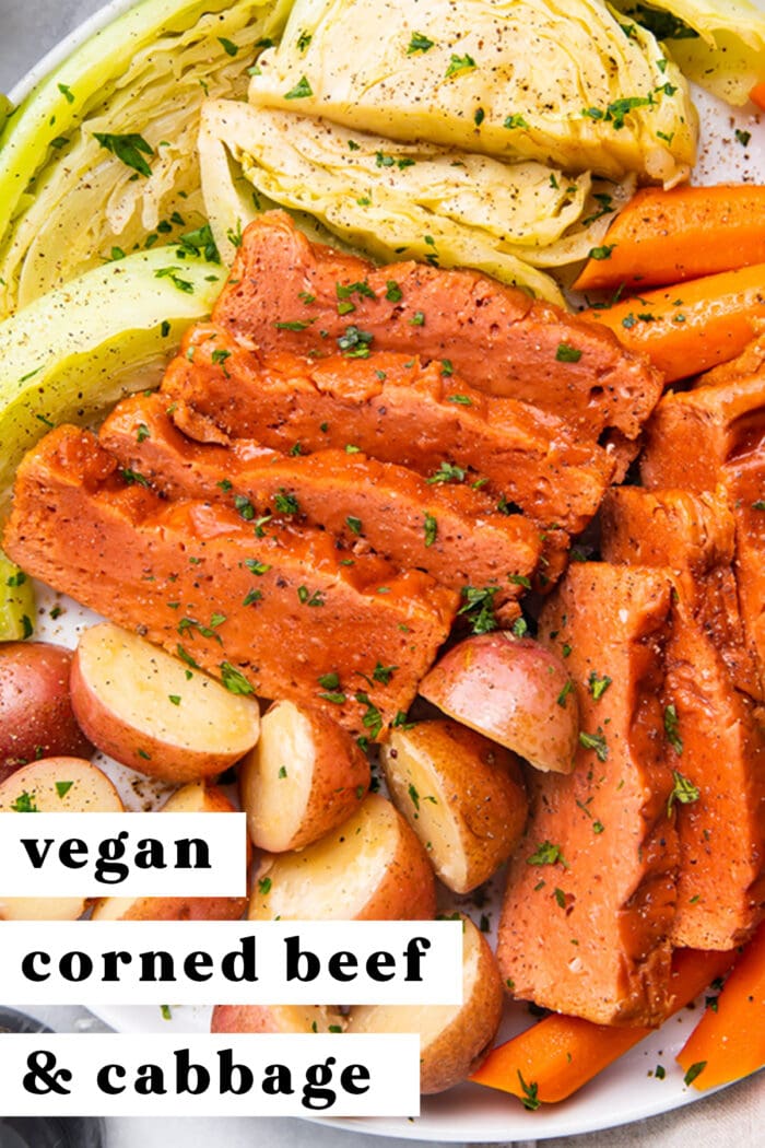 Pinterest graphic for vegan corned beef