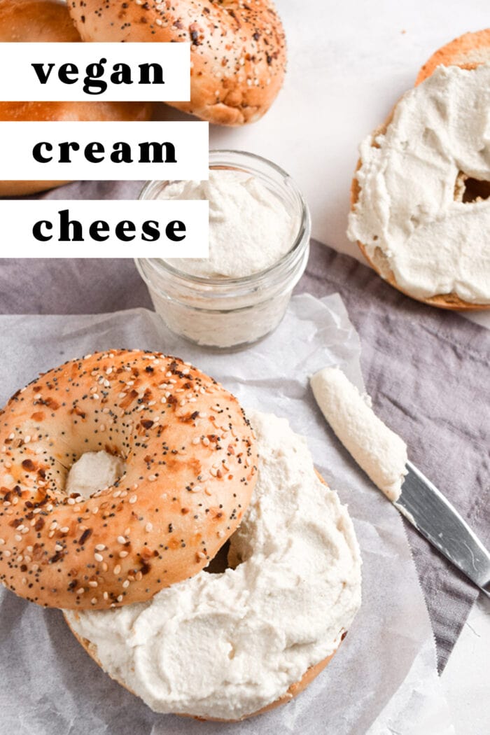 Pinterest graphic for vegan cream cheese