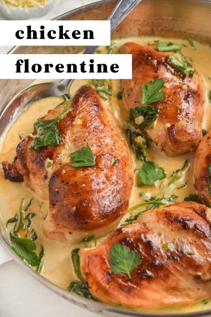 Pin graphic for chicken florentine