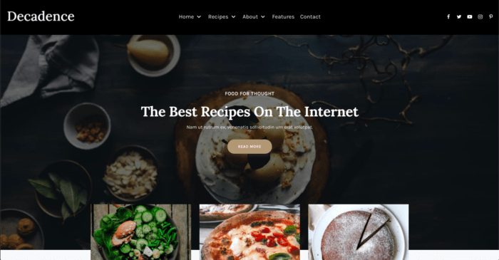 Decadence food blog theme from CakePOP