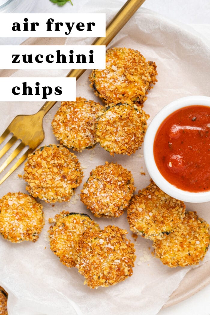 Pin graphic for air fryer zucchini chips