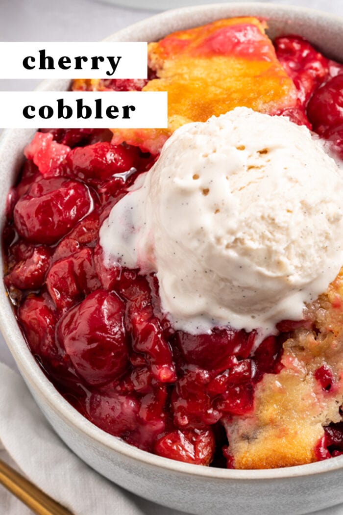 Pin graphic for cherry cobbler