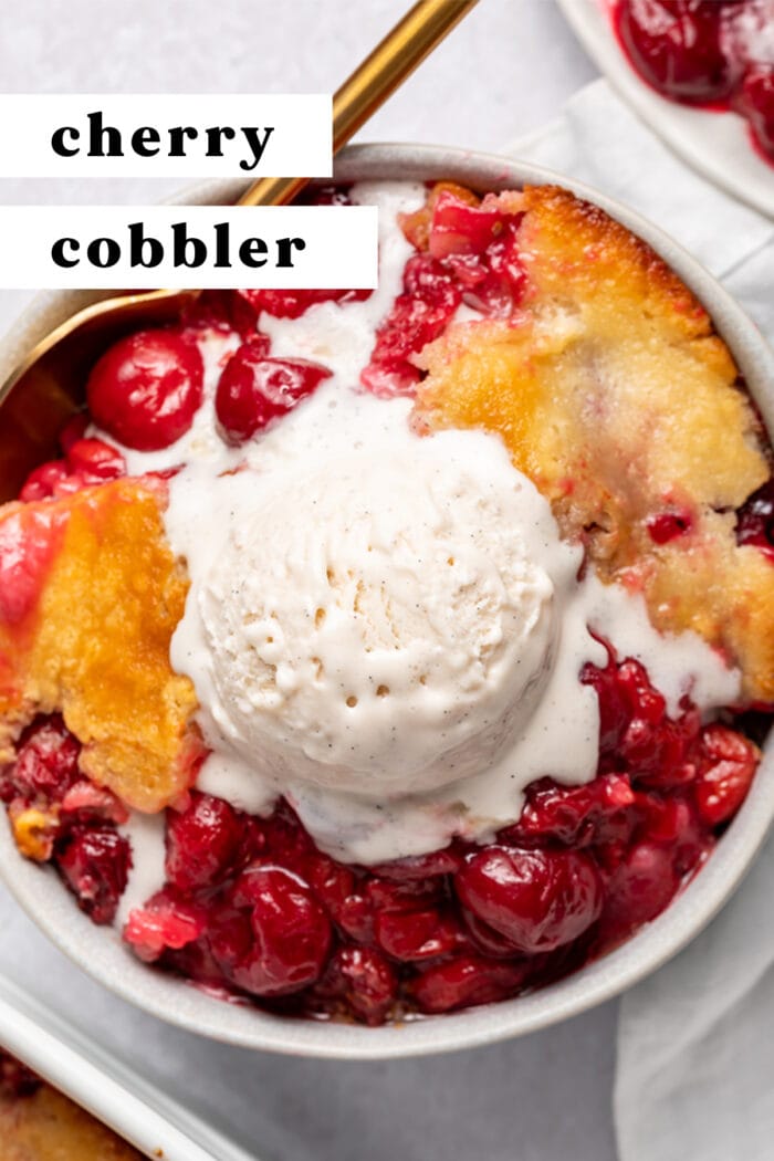 Pin graphic for cherry cobbler