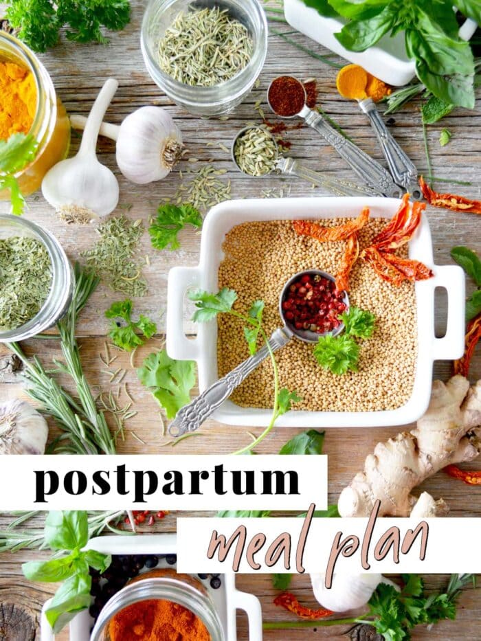 Graphic for postpartum meal plan