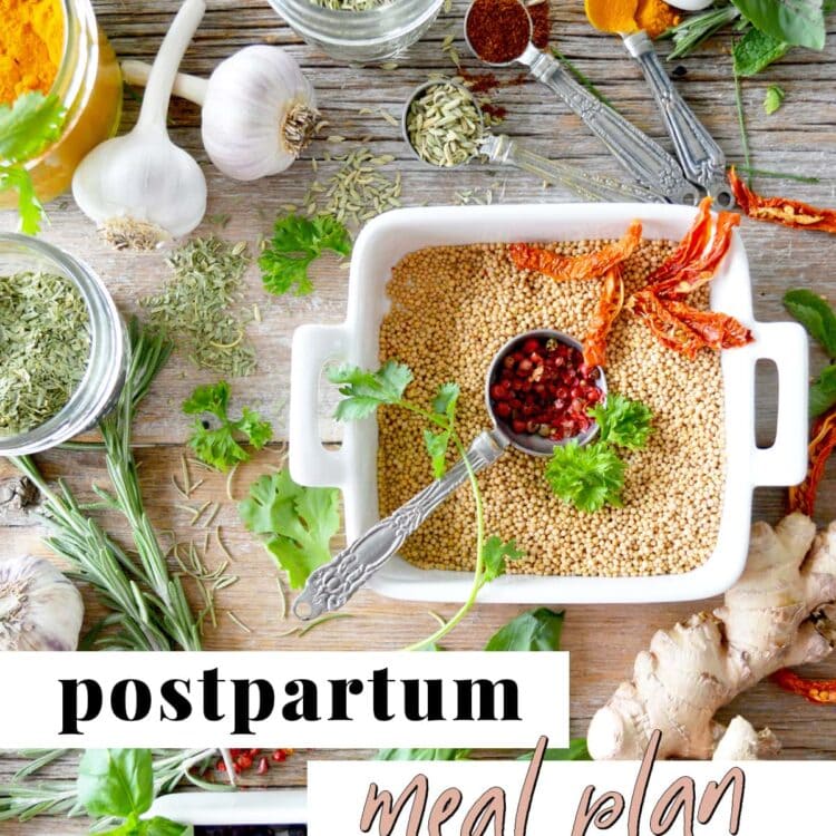Graphic for postpartum meal plan