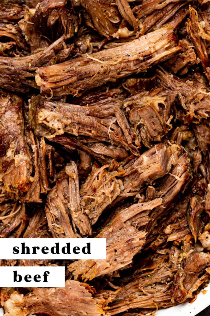 Pin graphic for shredded beef