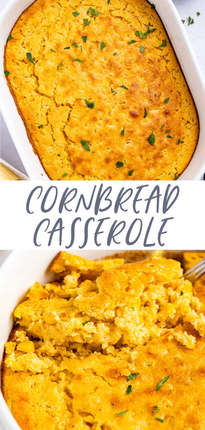 Pin graphic for cornbread casserole