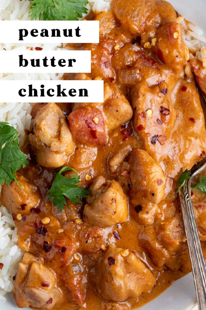 Pin graphic for peanut butter chicken