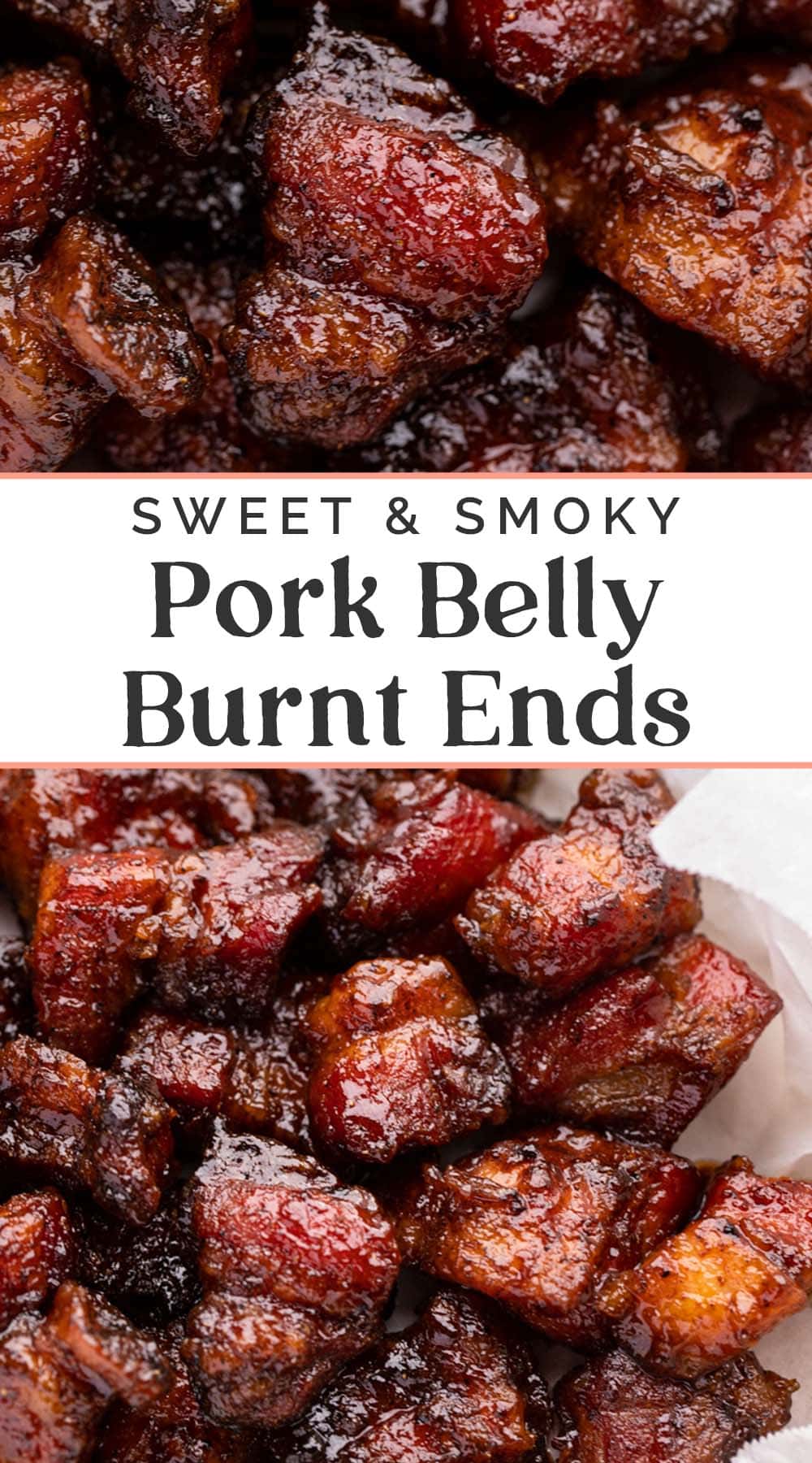 Pin graphic for pork belly burnt ends.
