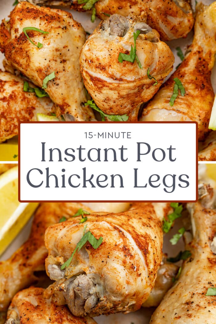Pin graphic for Instant Pot chicken legs