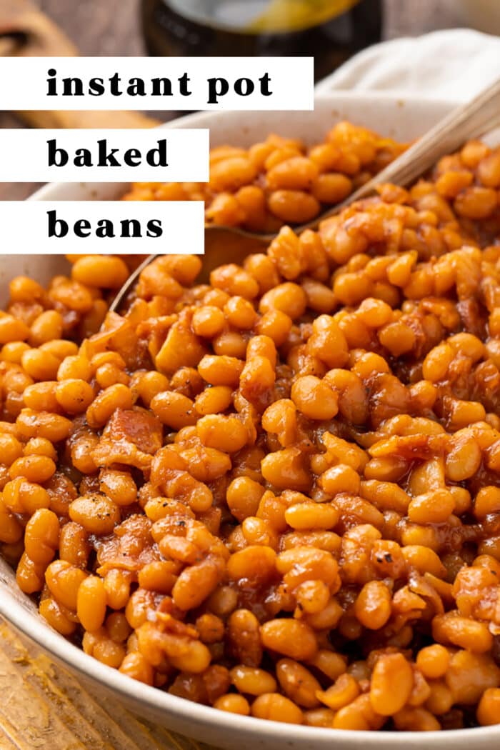Pin graphic for Instant Pot baked beans