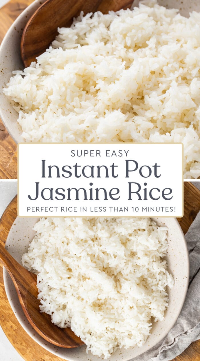 Pin graphic for Instant Pot jasmine rice